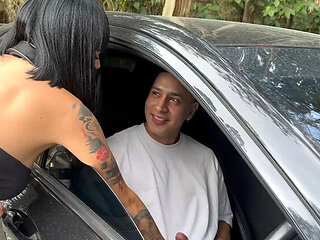 Hot Latina Teen Luna Vitaler Sucks Stranger's Big Cock in Car - Rough Car Sex