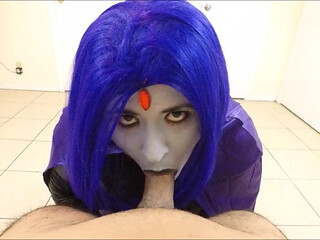 Raven Sucks on a Juicy Cock