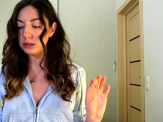 Brunette solo darling masturbating at home