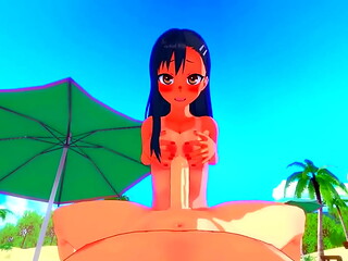 Nagatoro Fucks her man dry in Public Beach - Hentai 3d
