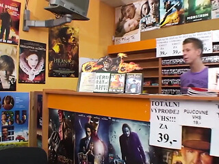 German Granny Sucks Younger Stud in Shop
