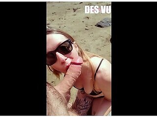 Wife Sucks Cock On The Beach Des Vu Pov Outdoor Public Beach Big Cock Blowjob From Hot Blonde
