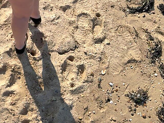 Stripping Out of My Little Black Mini Dress on the Beach and Then Playing with My Body in the Open