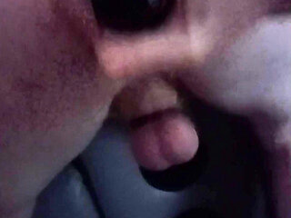 Opening his tight ass with my dildos