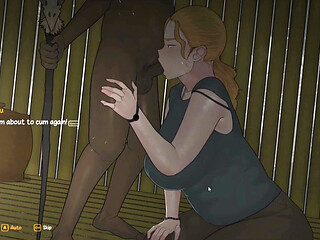 Hentai Game - Arrival of the Goddess - Part 1 Hot Sexy Blonde Woman Perform Paizuri & Intense Blowjob for the Tribe Chief