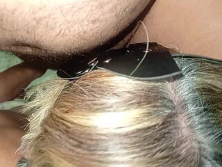 Busty mature woman giving a good cock sucking