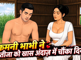 Desi Kamini Bhabhi with Farmers Stepbrother in Field Hut