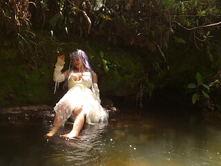 Forest nymph taking a peaceful bath
