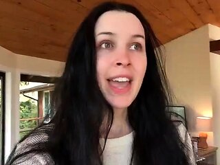 Amateur busty brunette masturbates and does hand job