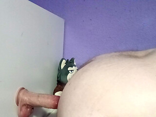 Trying to make a giant dildo fit in my tight virgin hole