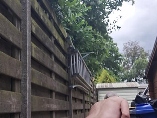 EXHIBITIONIST SEXSHOW BONDAGE ASSTOY JERKING WITH PRESSED AIR PISTOL INDUCED CUMSHOT
