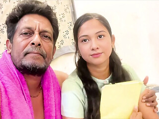 Indian Asian Desi Step Daughter Kissing and Fucking with old man Viral video